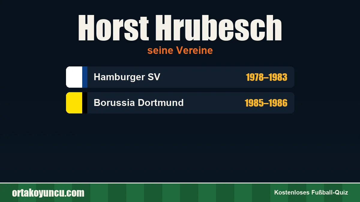 Horst Hrubesch: Vereine und Jahre