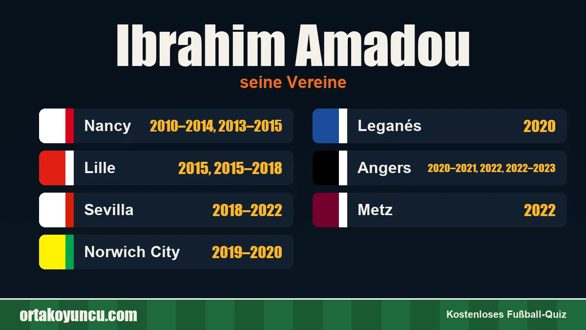 Ibrahim Amadou: Vereine und Jahre