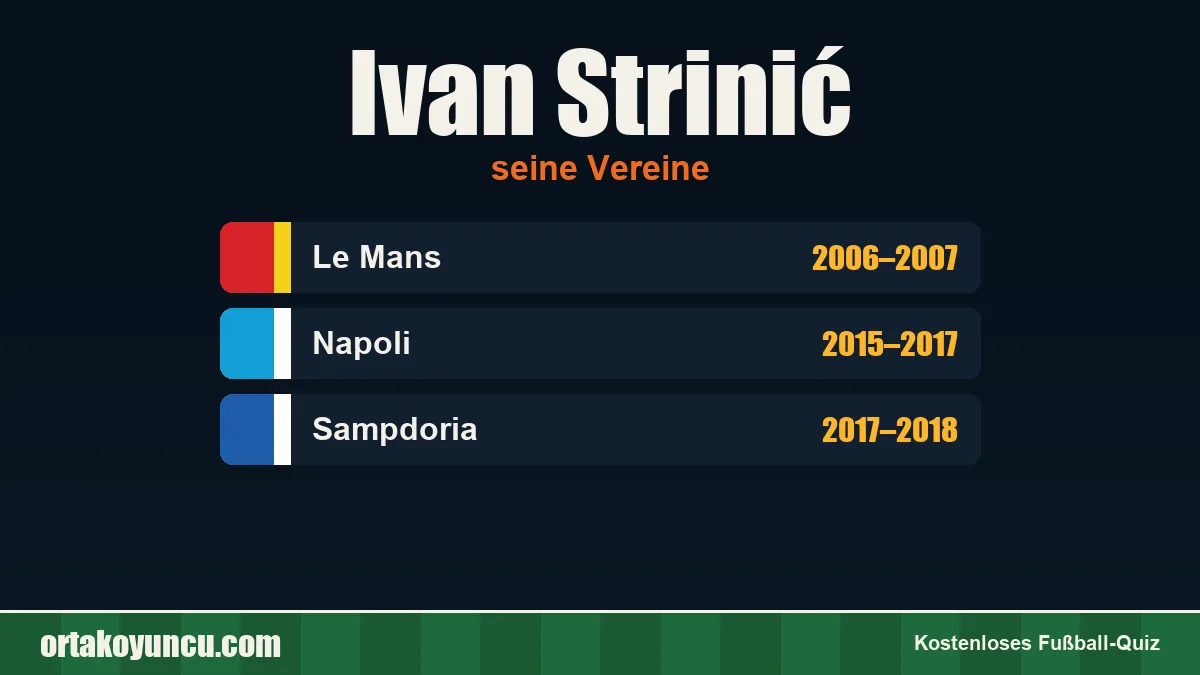 Ivan Strinić: Vereine und Jahre