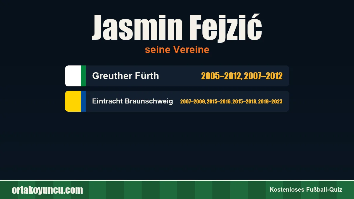 Jasmin Fejzić: Vereine und Jahre