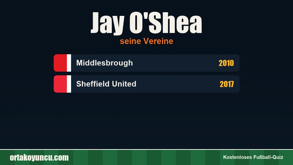 Jay O'Shea: Vereine und Jahre