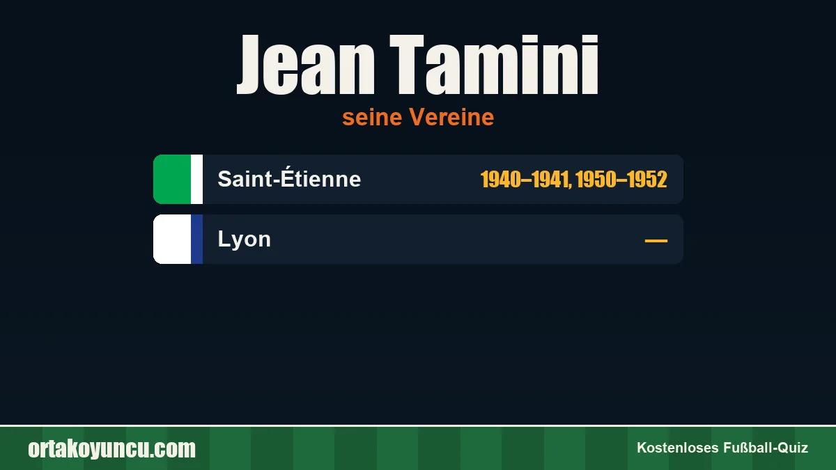 Jean Tamini: Vereine und Jahre