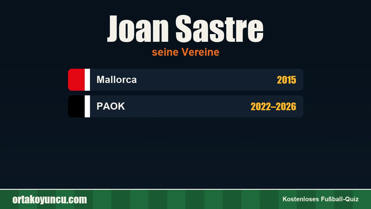 Joan Sastre: Vereine und Jahre
