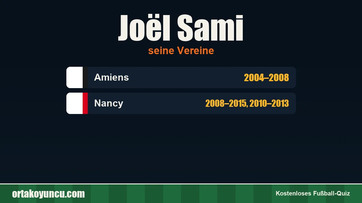 Joël Sami: Vereine und Jahre