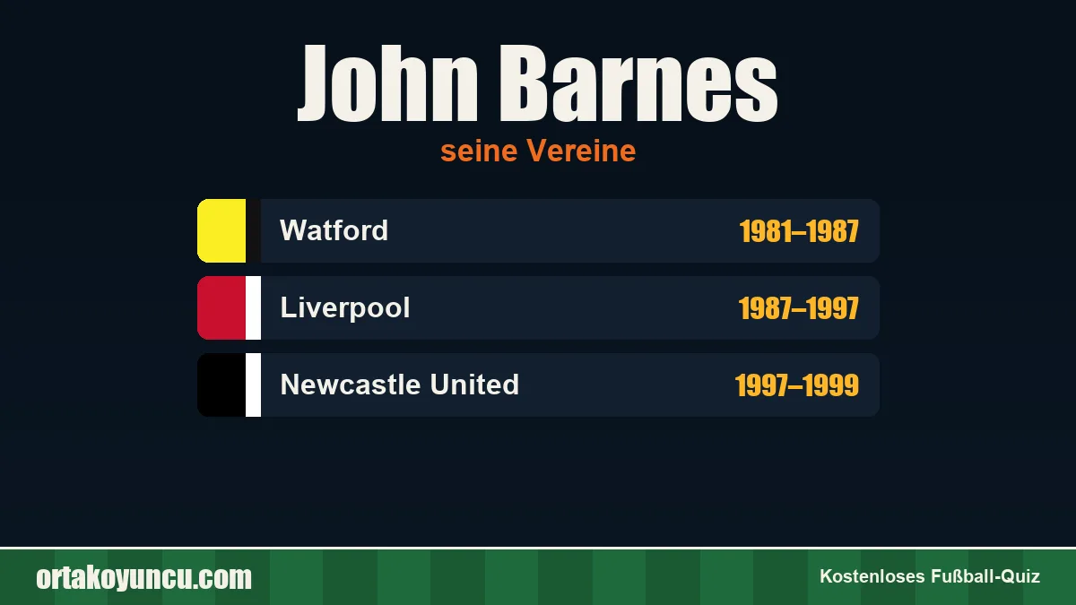 John Barnes: Vereine und Jahre