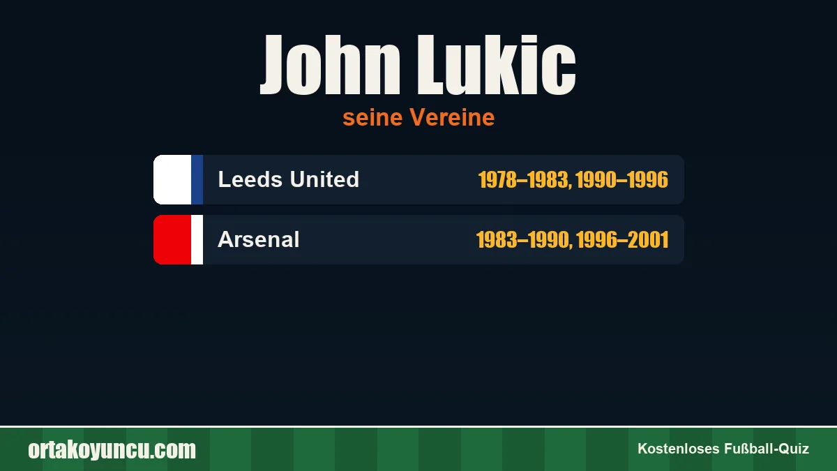 John Lukic: Vereine und Jahre