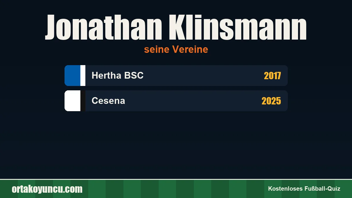 Jonathan Klinsmann: Vereine und Jahre