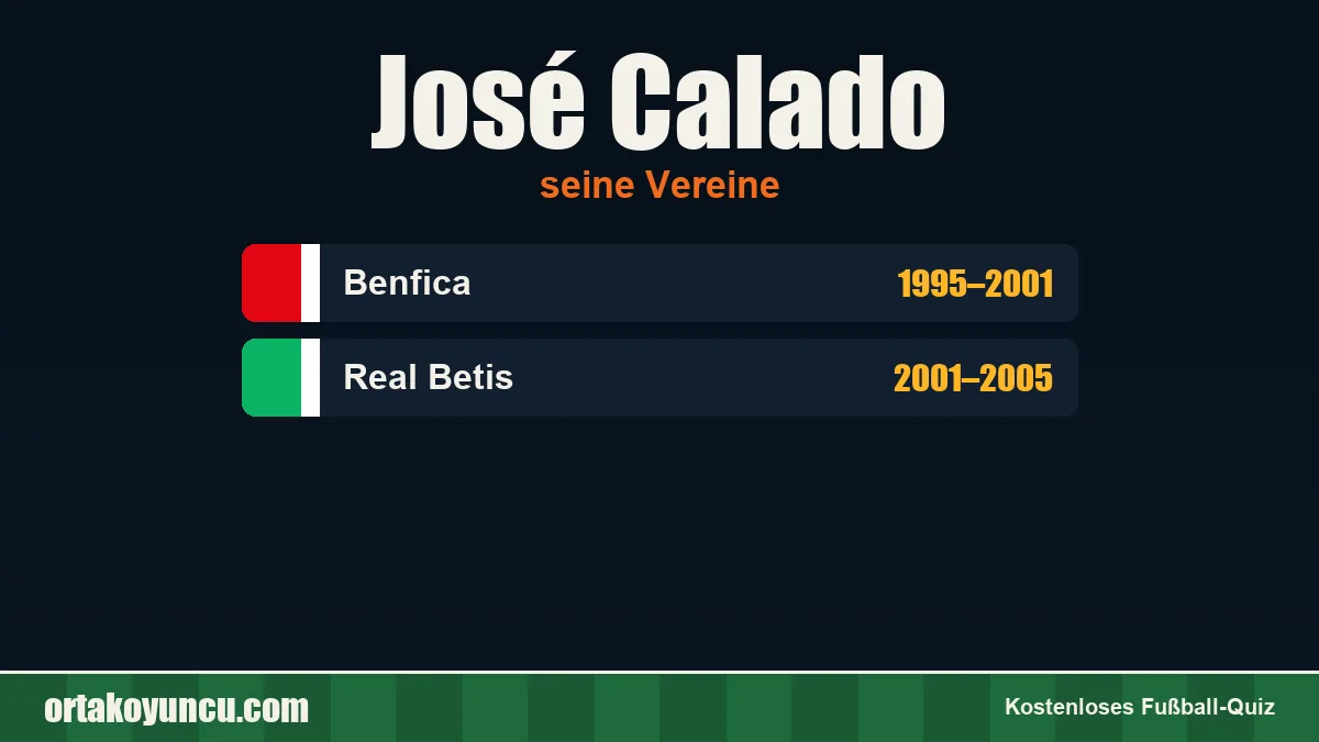 José Calado: Vereine und Jahre