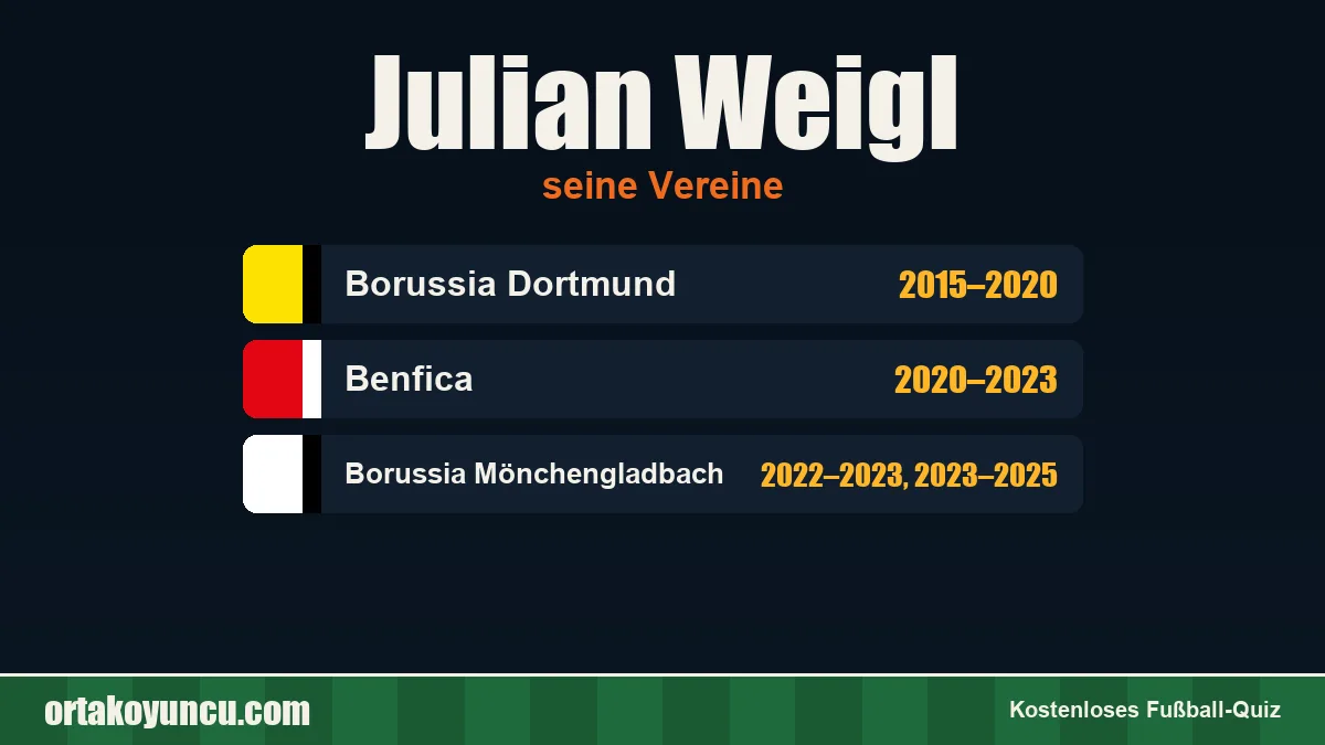 Julian Weigl: Vereine und Jahre