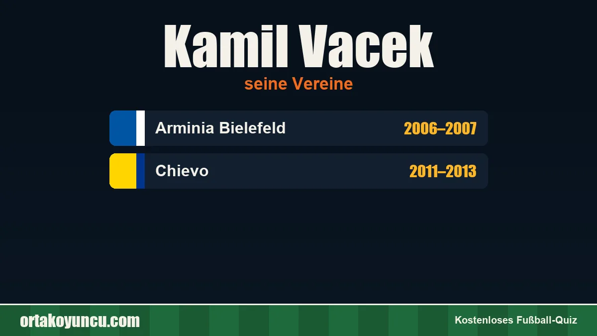Kamil Vacek: Vereine und Jahre