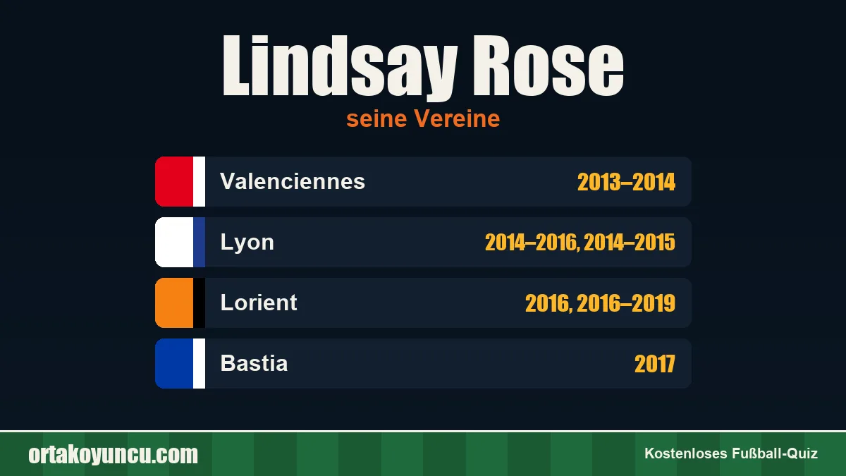 Lindsay Rose: Vereine und Jahre