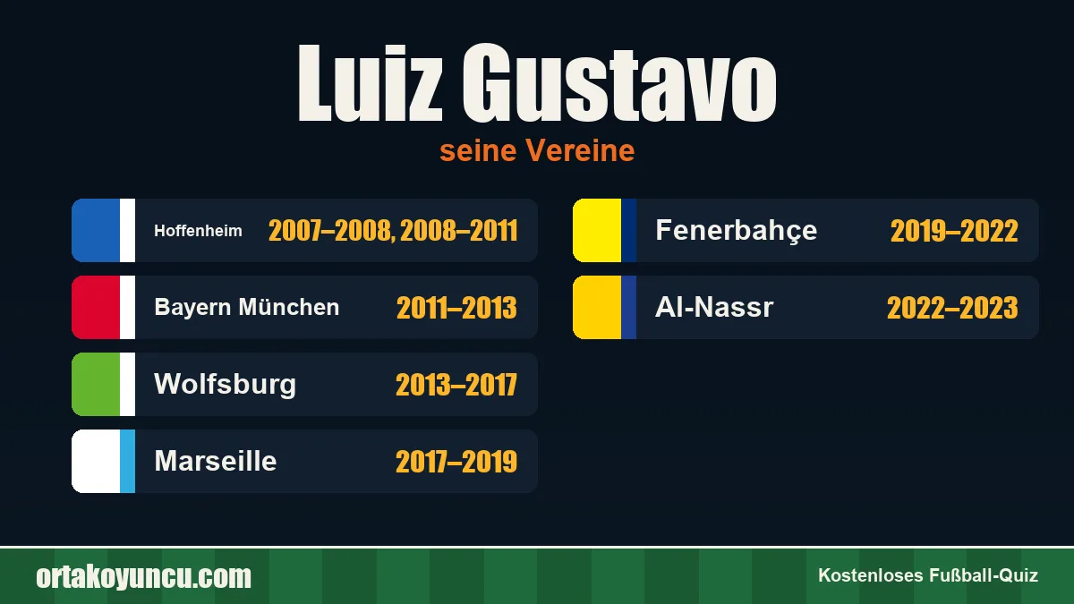 Luiz Gustavo: Vereine und Jahre