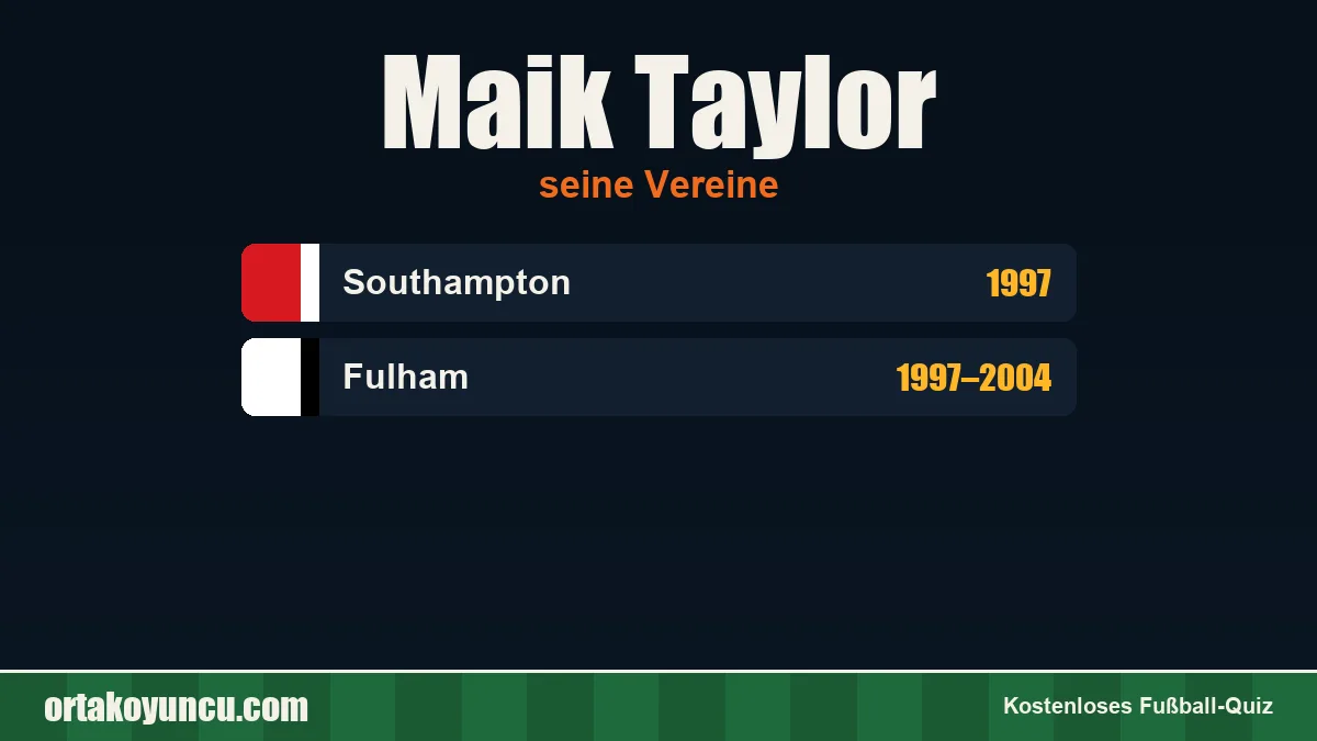 Maik Taylor: Vereine und Jahre