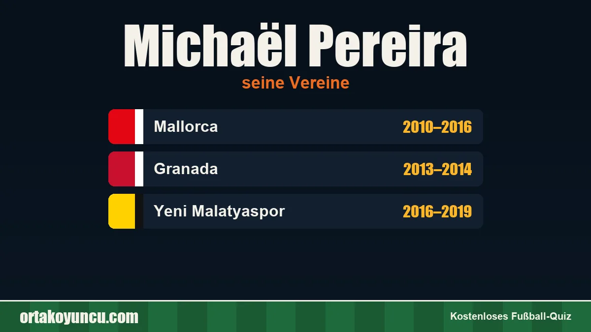 Michaël Pereira: Vereine und Jahre