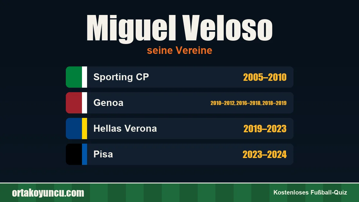 Miguel Veloso: Vereine und Jahre