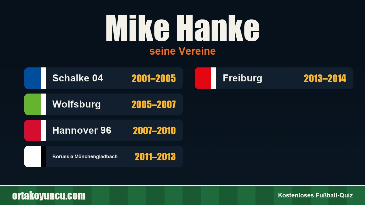 Mike Hanke: Vereine und Jahre