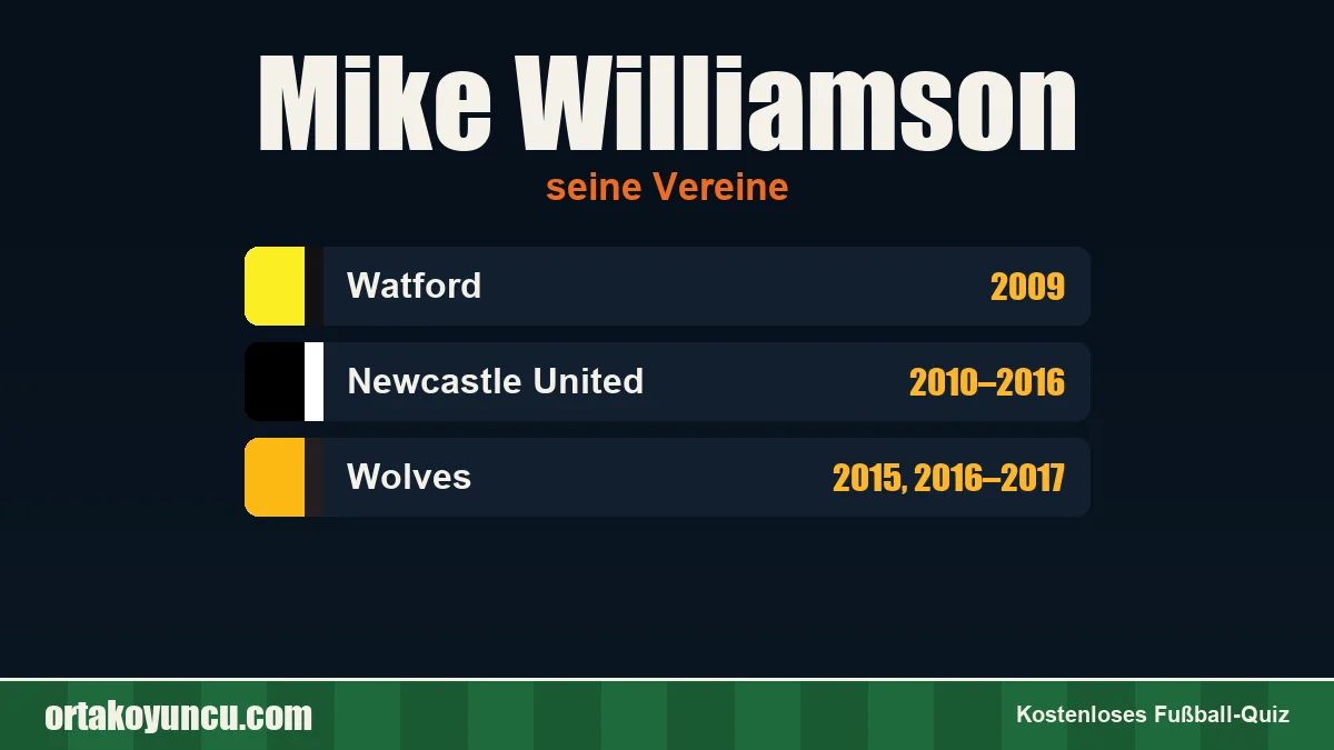 Mike Williamson: Vereine und Jahre