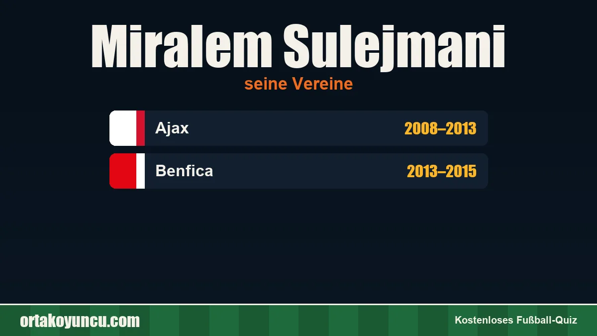 Miralem Sulejmani: Vereine und Jahre