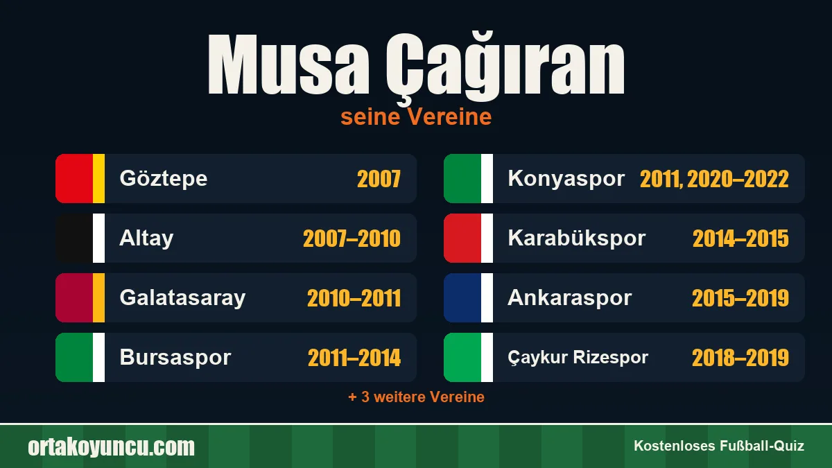 Musa Çağıran: Vereine und Jahre