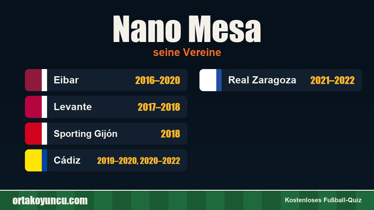 Nano Mesa: Vereine und Jahre