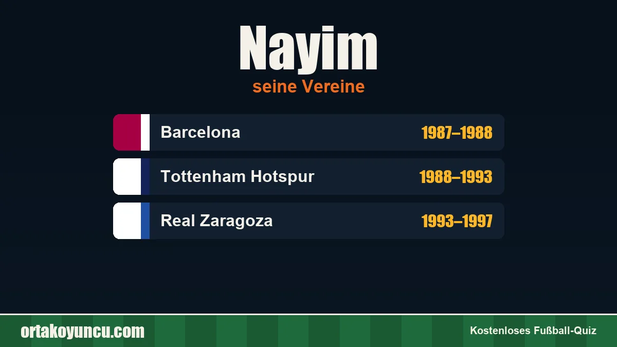 Nayim: Vereine und Jahre
