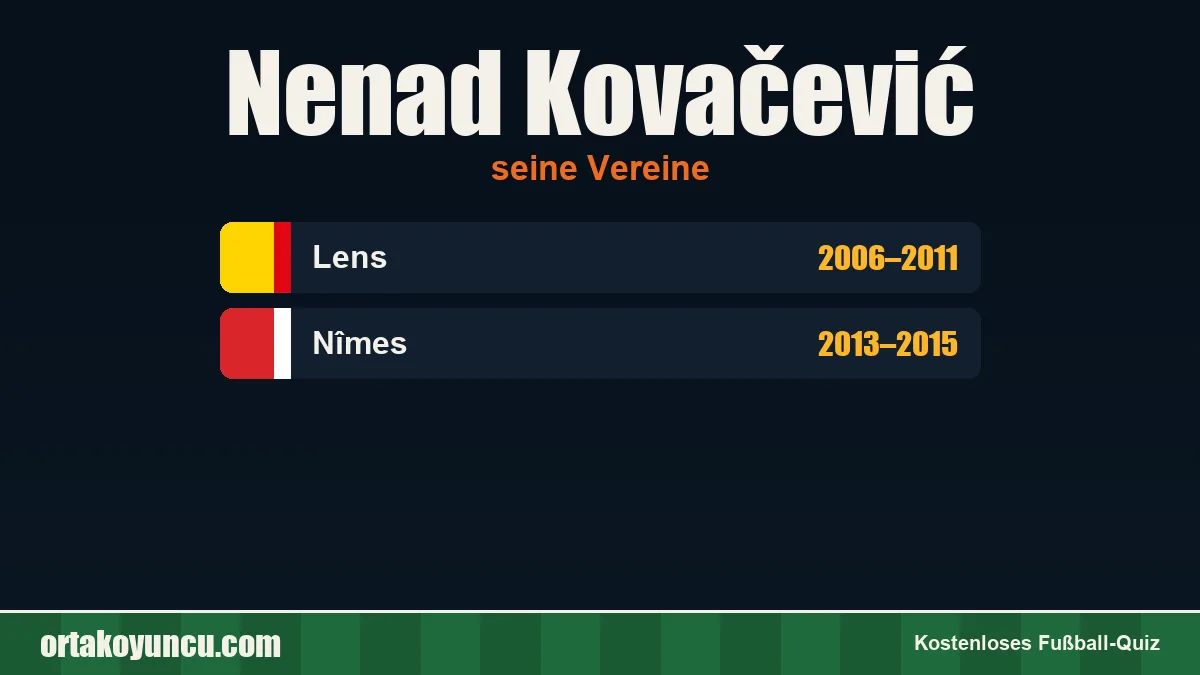Nenad Kovačević: Vereine und Jahre