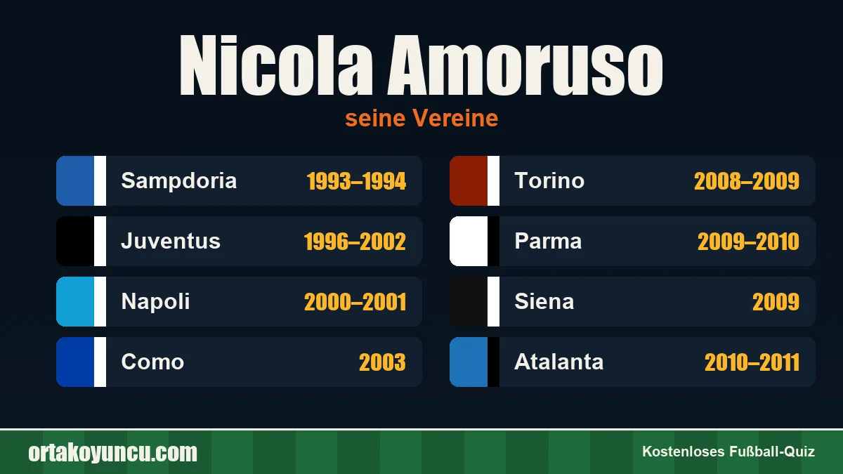 Nicola Amoruso: Vereine und Jahre