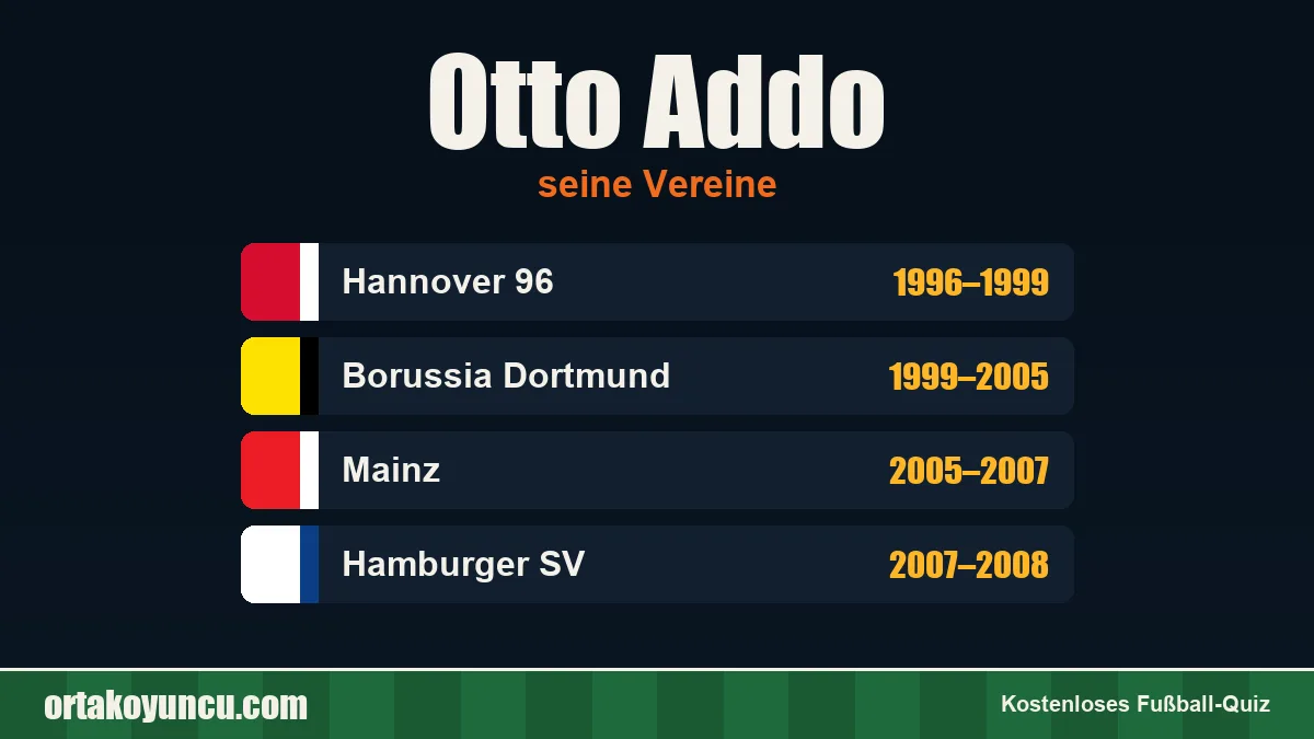 Otto Addo: Vereine und Jahre