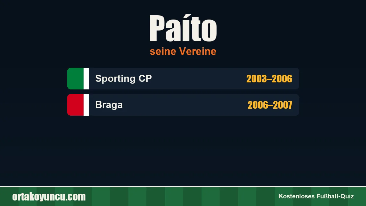 Paíto: Vereine und Jahre