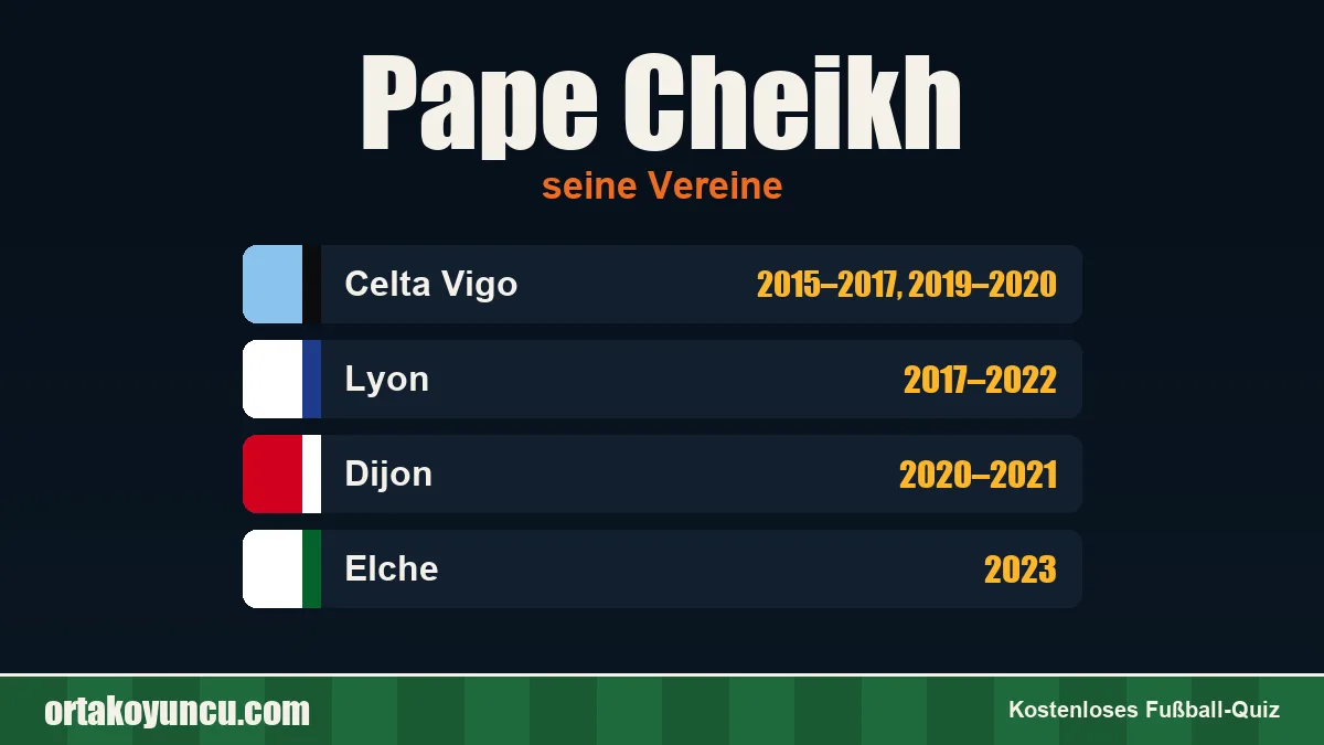 Pape Cheikh: Vereine und Jahre