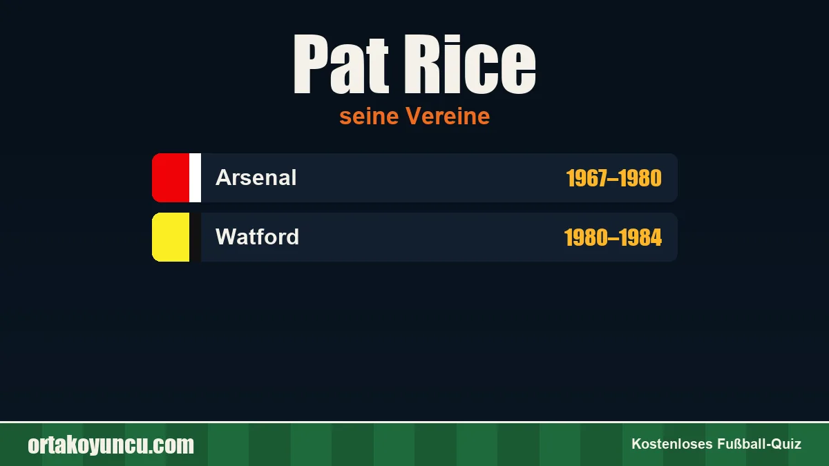 Pat Rice: Vereine und Jahre
