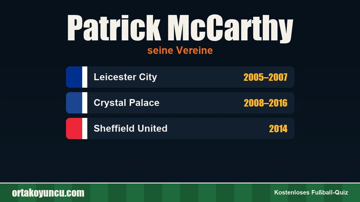 Patrick McCarthy: Vereine und Jahre
