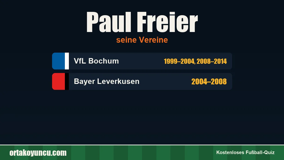 Paul Freier: Vereine und Jahre