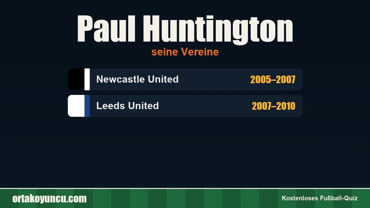 Paul Huntington: Vereine und Jahre
