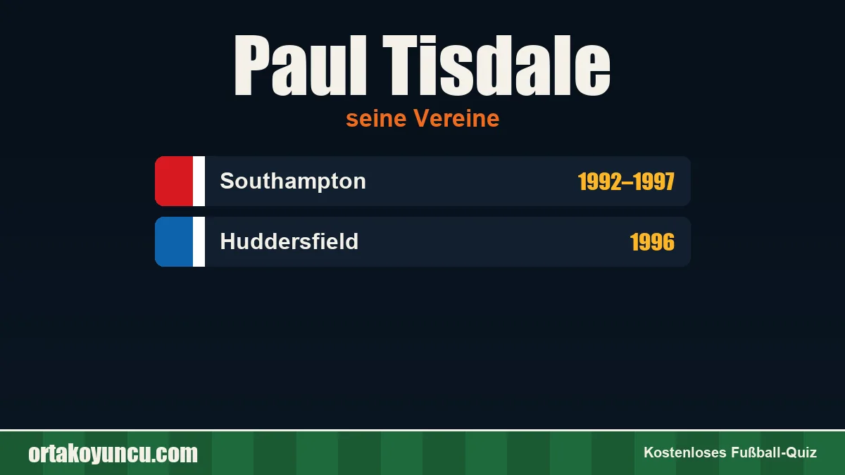 Paul Tisdale: Vereine und Jahre