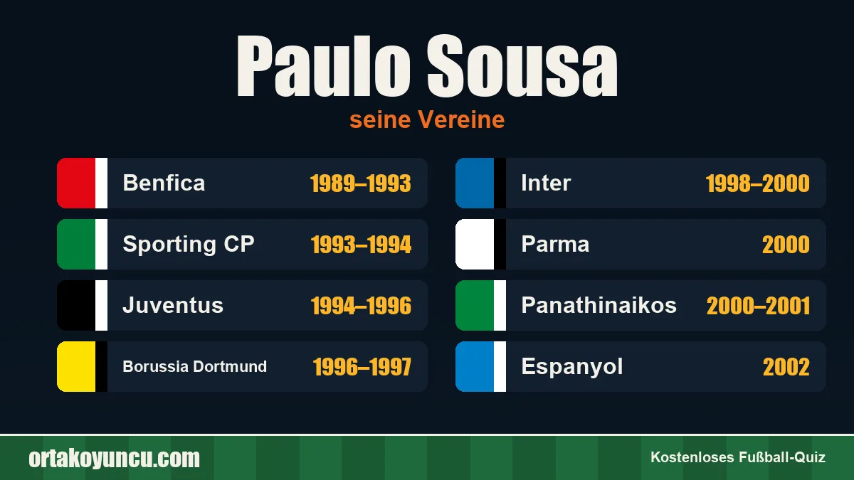 Paulo Sousa: Vereine und Jahre