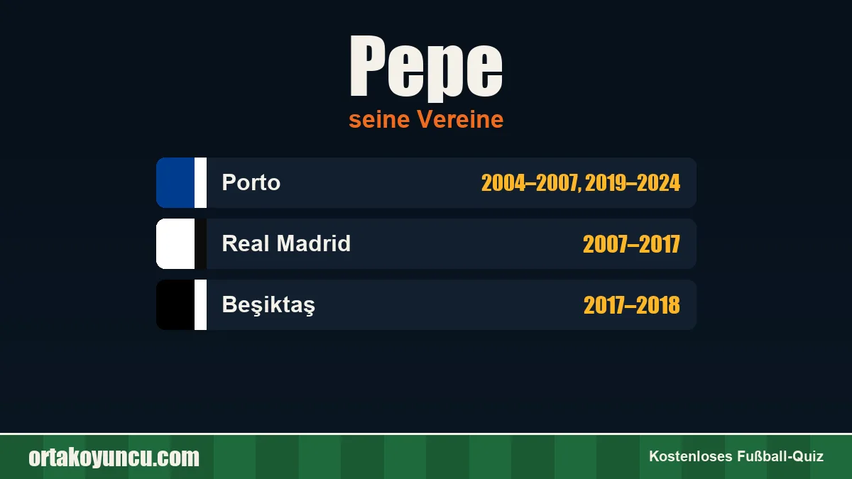 Pepe: Vereine und Jahre