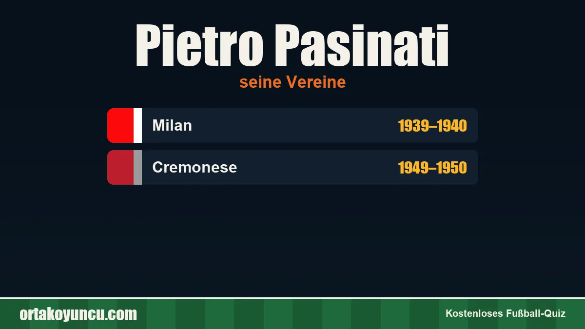Pietro Pasinati: Vereine und Jahre