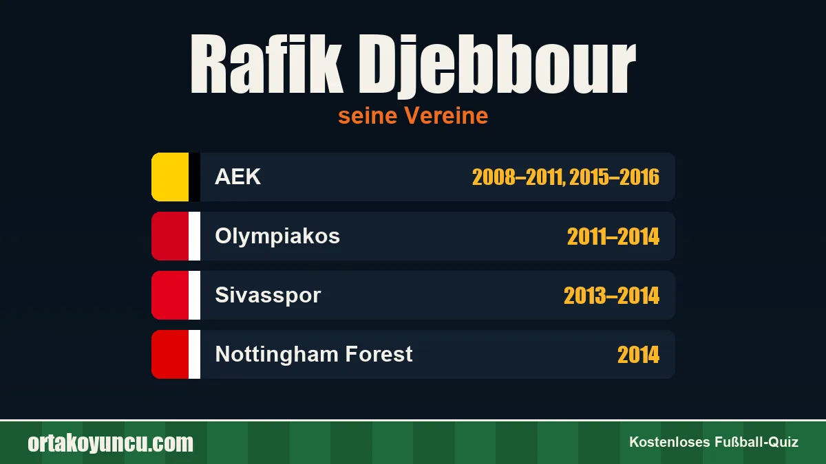 Rafik Djebbour: Vereine und Jahre