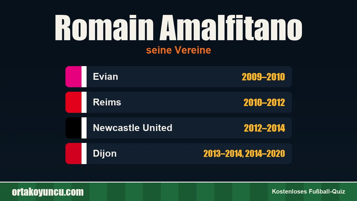 Romain Amalfitano: Vereine und Jahre