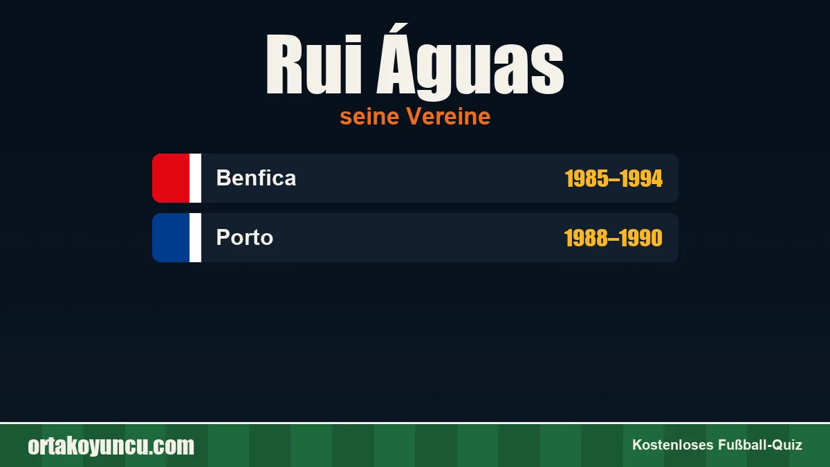 Rui Águas: Vereine und Jahre