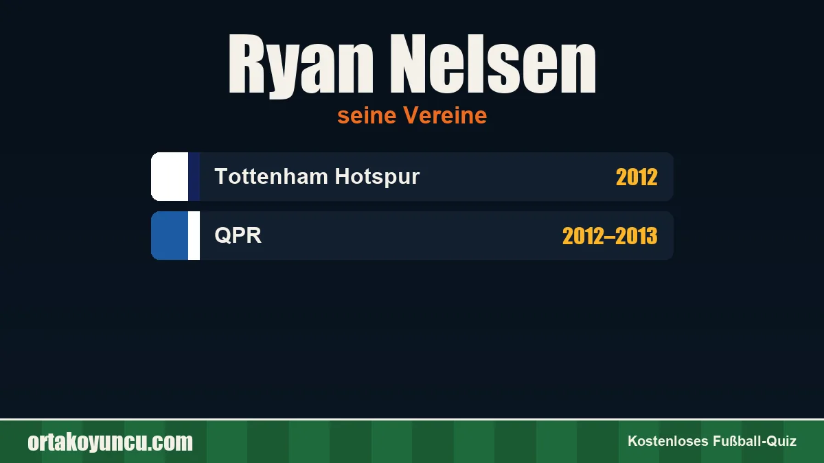 Ryan Nelsen: Vereine und Jahre