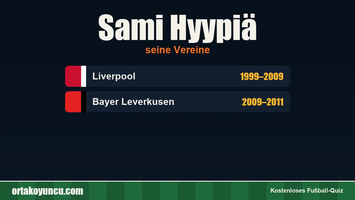 Sami Hyypiä: Vereine und Jahre