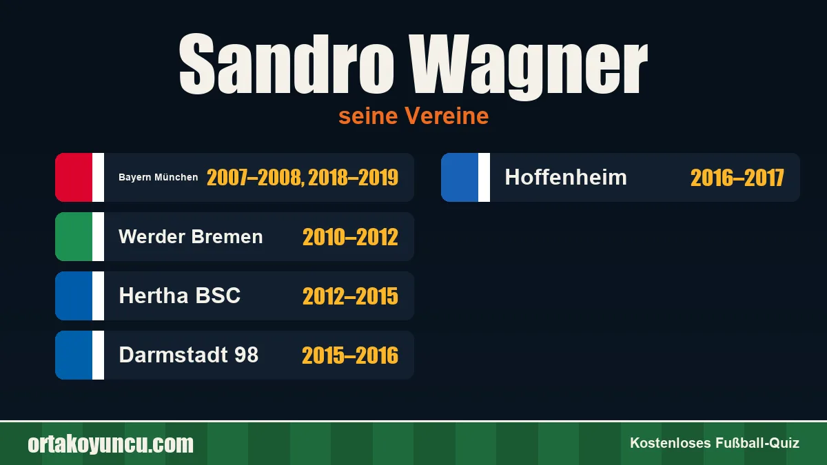 Sandro Wagner: Vereine und Jahre