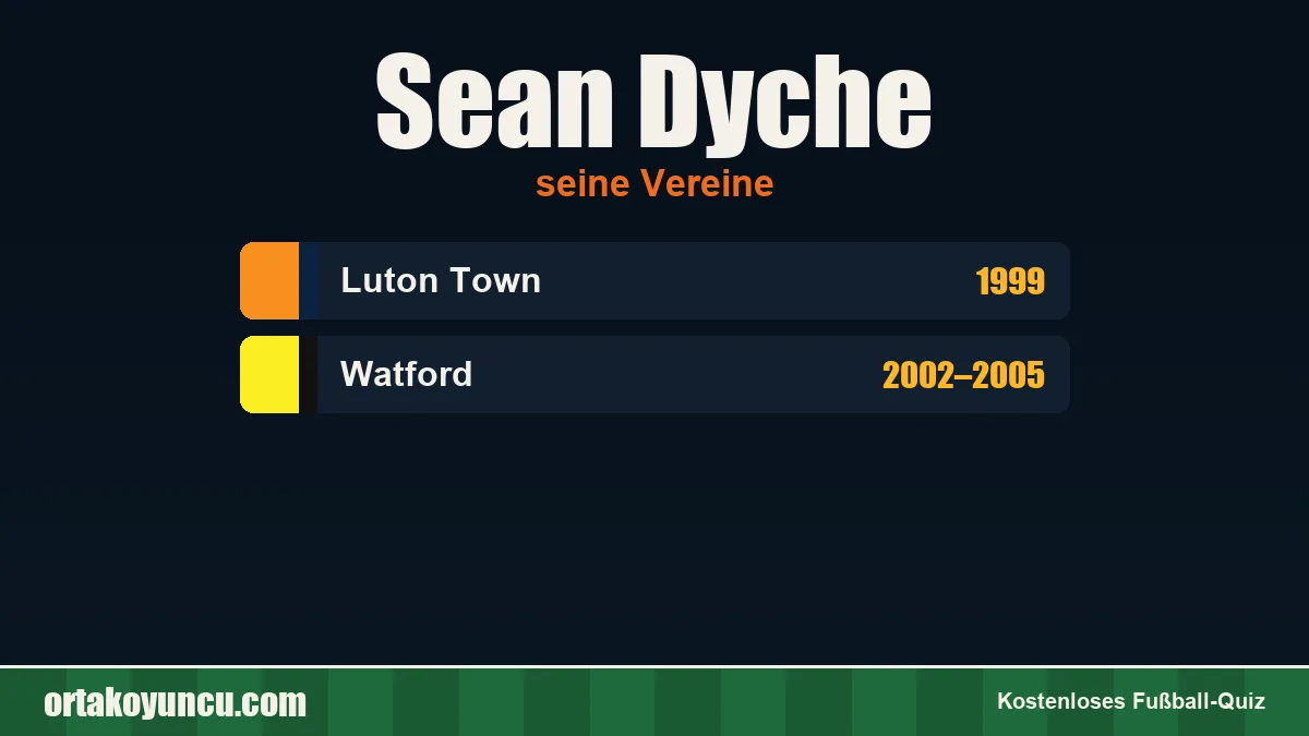 Sean Dyche: Vereine und Jahre