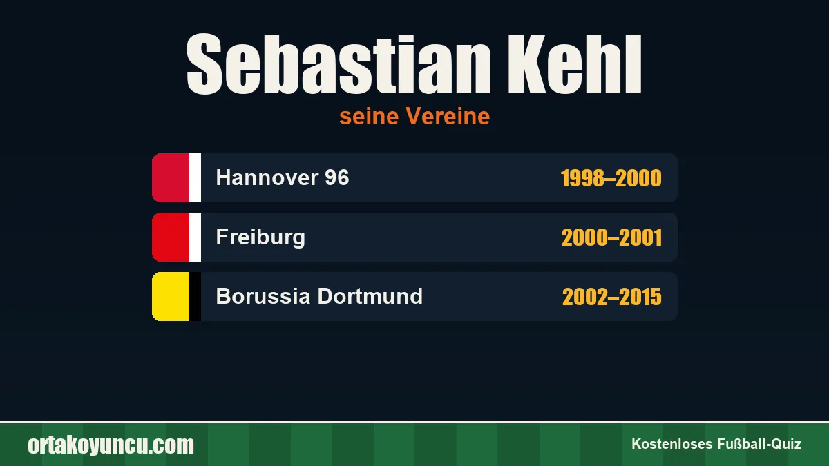 Sebastian Kehl: Vereine und Jahre