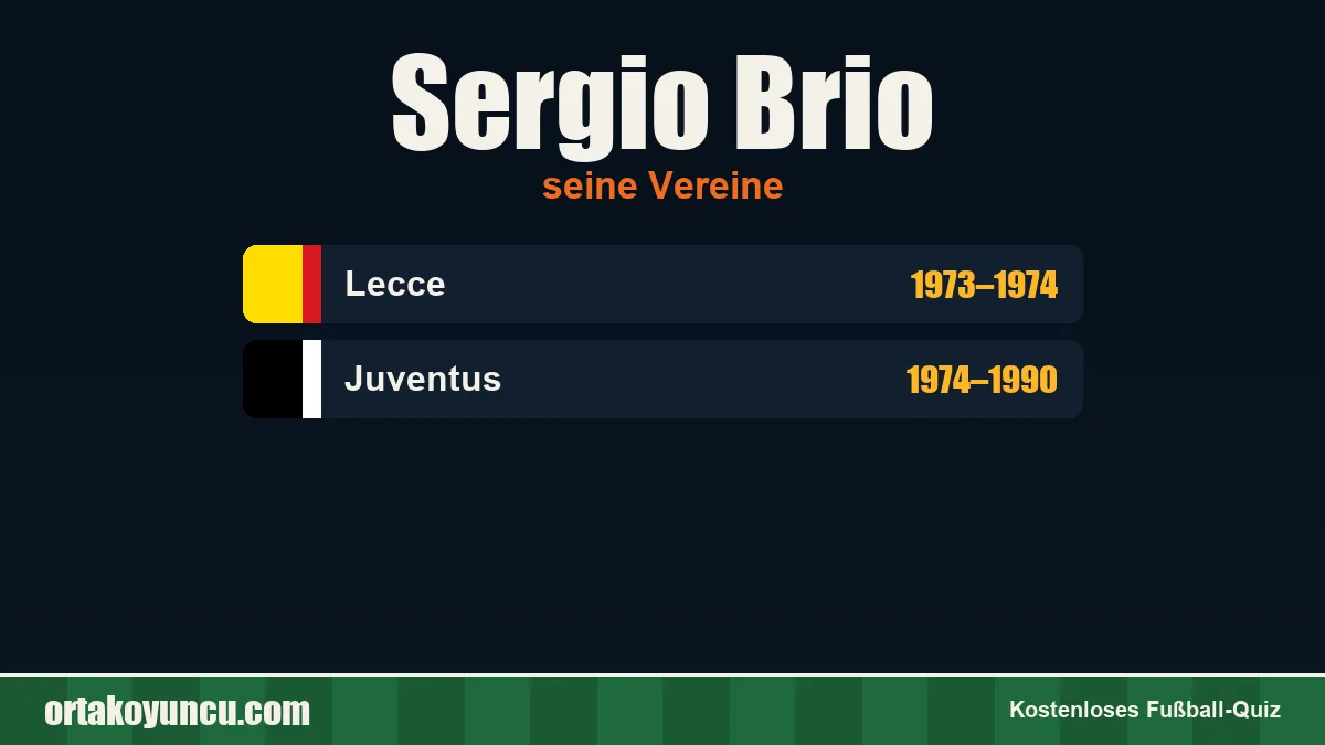 Sergio Brio: Vereine und Jahre