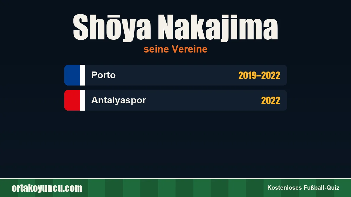 Shōya Nakajima: Vereine und Jahre