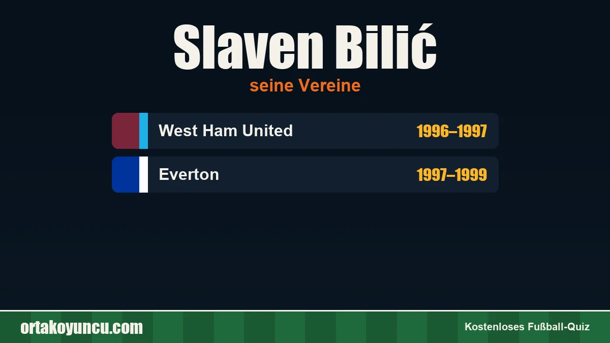 Slaven Bilić: Vereine und Jahre