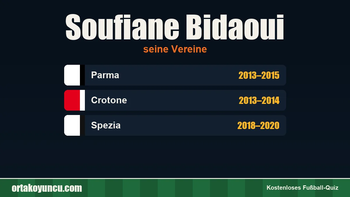 Soufiane Bidaoui: Vereine und Jahre